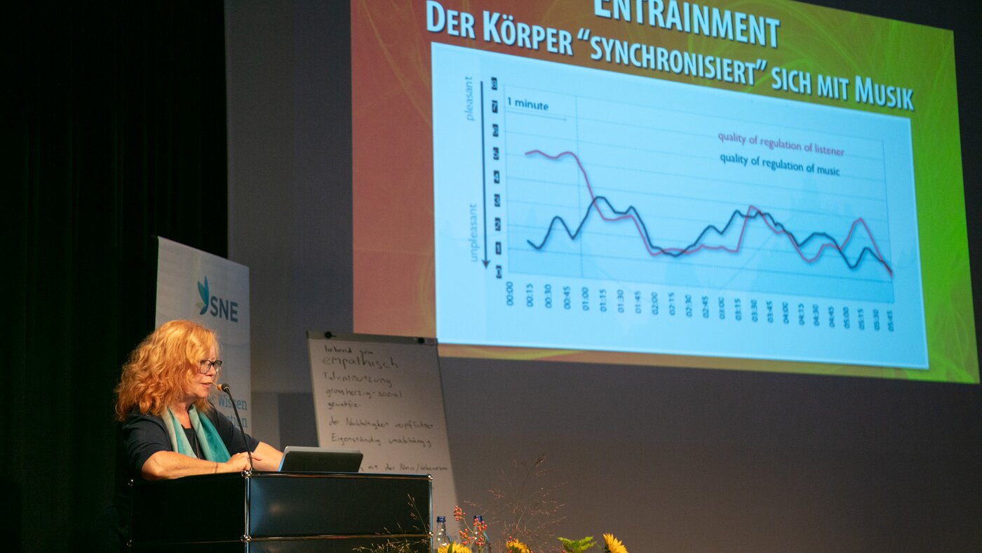 Frau hält Rede