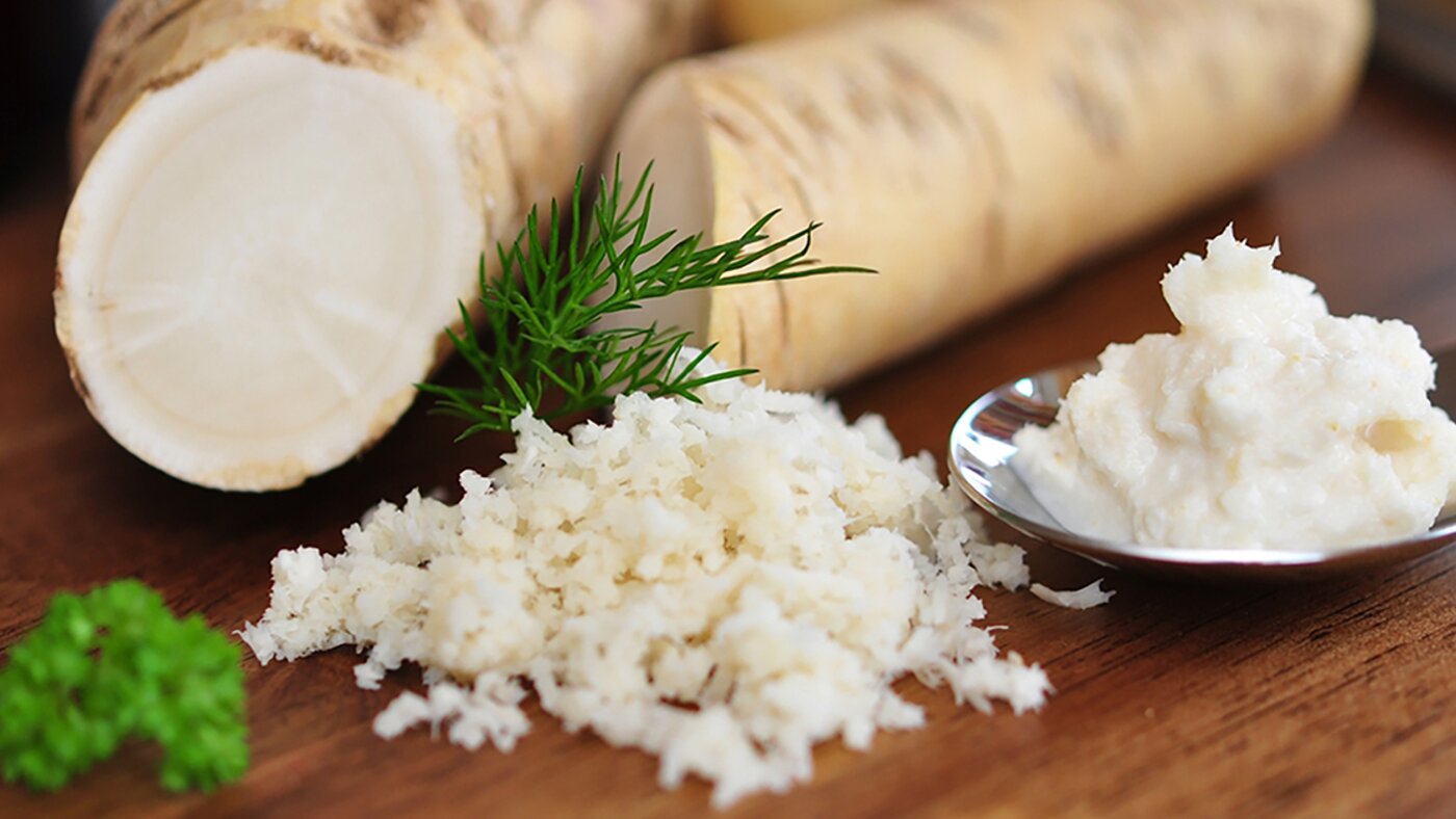 Whole and grated horseradish