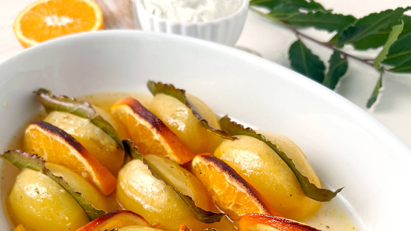 Patate all’alloro con arance