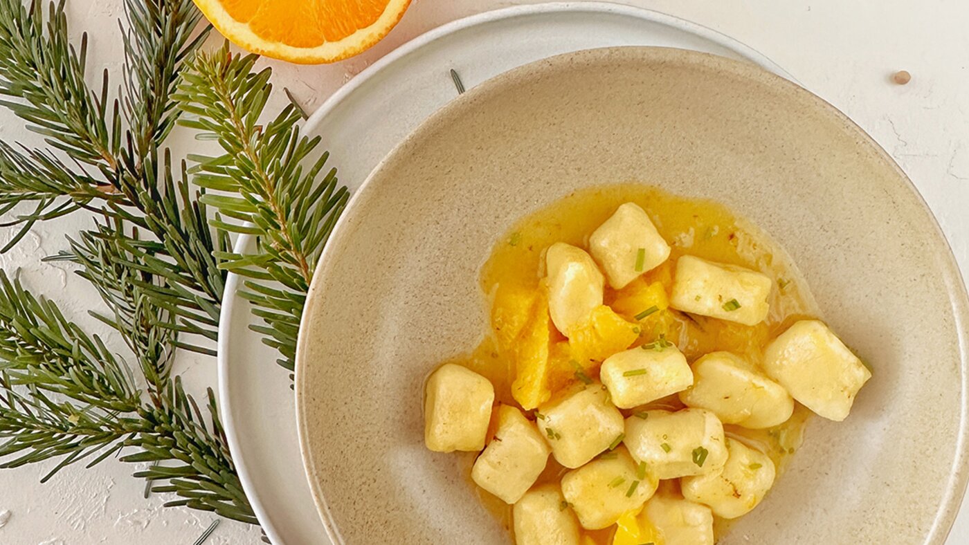 Ricotta Gnocchi mit Weisstannen-Orangen Sauce