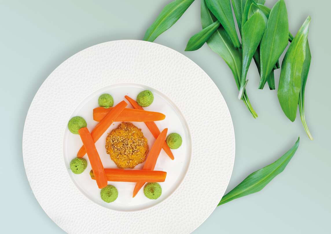 Linsentaler mit Rüebli und Bärlauch-Hanfsamen-Paste Rezept: Linsentaler mit Rüebli und Bärlauch-Hanfsamen-Paste