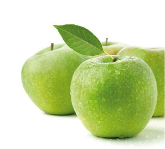 Vier grüne Äpfel