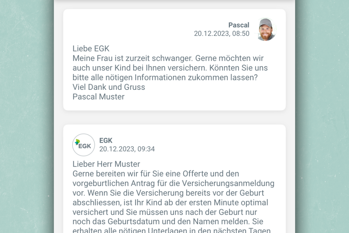 App myEGK Nachricht schreiben