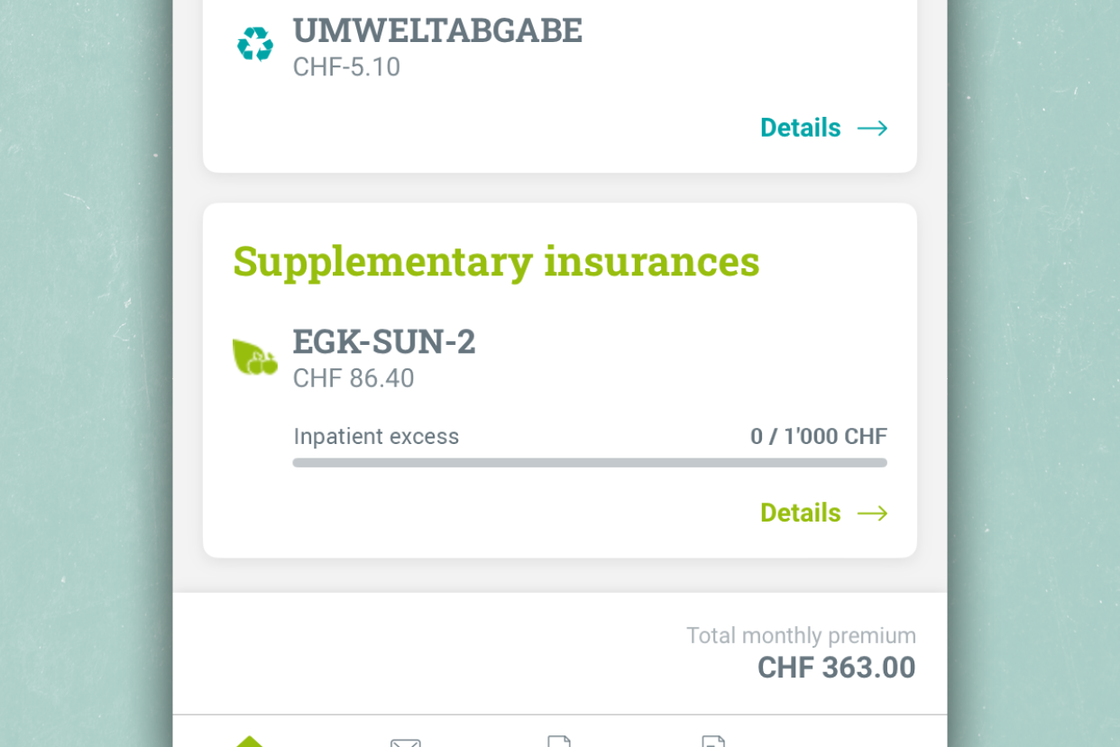 App myEGK Overview of insurance coverage