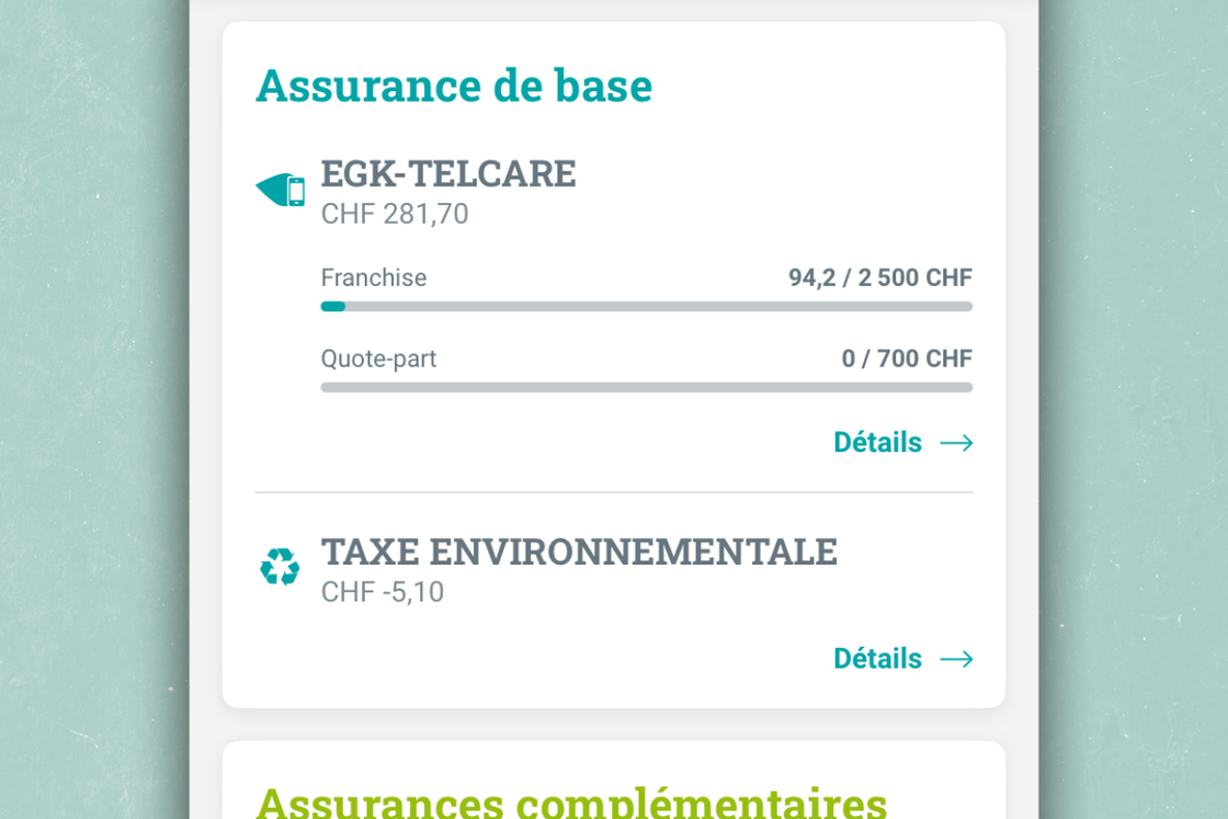 App myEGK Aperçu de la couverture d'assurance