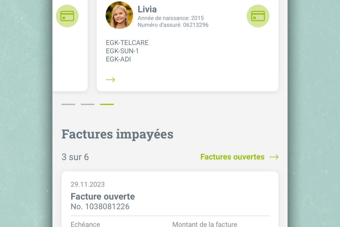 App myEGK Vue de l'utilisateur