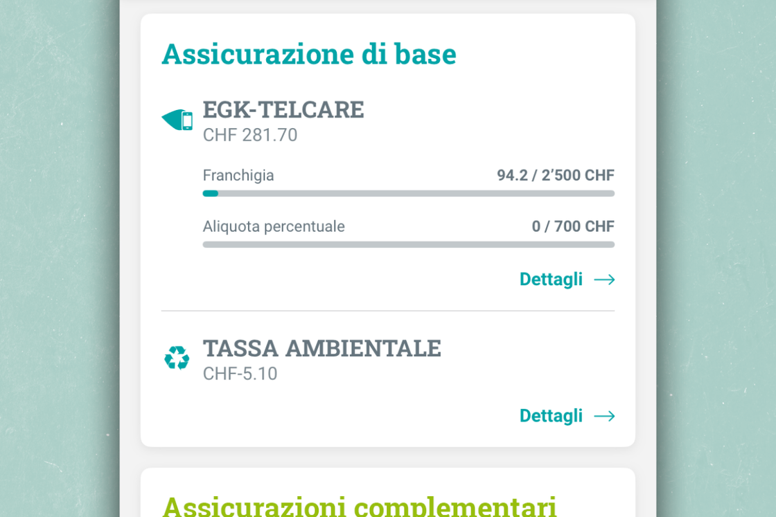 App myEGK Panoramica della copertura assicurativa