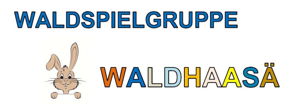 Logo Waldspielgruppe Waldhaasä Logo Waldspielgruppe Waldhaasä mit Schrift und einem Hasenkopf