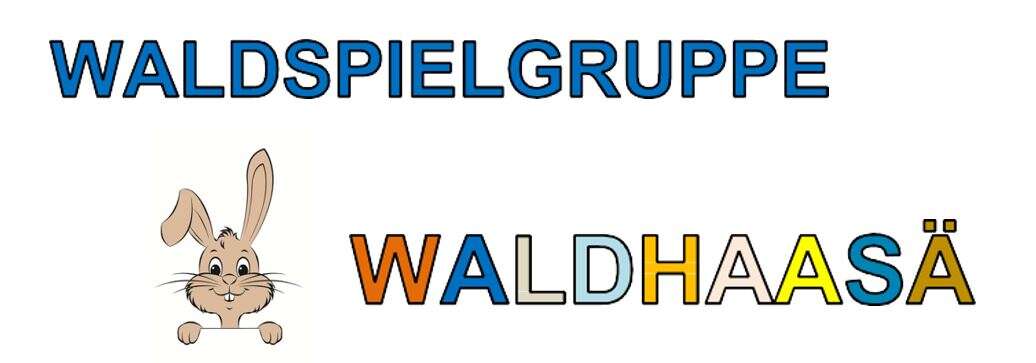 Logo Waldspielgruppe Waldhaasä mit Schrift und einem Hasenkopf